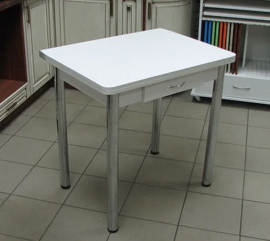 Стол Ломберный поворотно-раскладной с ящиком 780*580 (белый) ножки хром Стол Ломберный поворотно-раскладной с ящиком 780*580 (белый) ножки хром