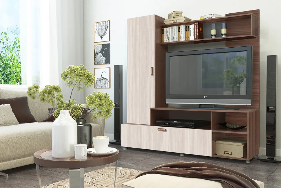 Гостиная Аллегро 8 Ясень Темный/Ясень Светлый