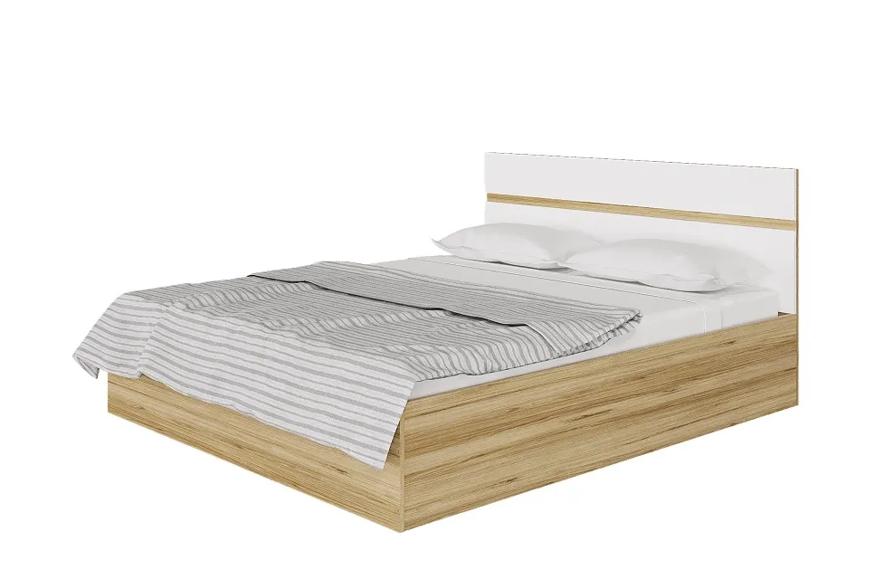 Кровать Ненси 1,4 с основанием (крафт золотой/белый глянец)