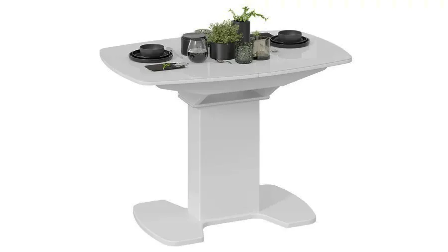 Стол обеденный Портофино - СМ(ТД)-105.01.11(1) Белый глянец, Стекло белое