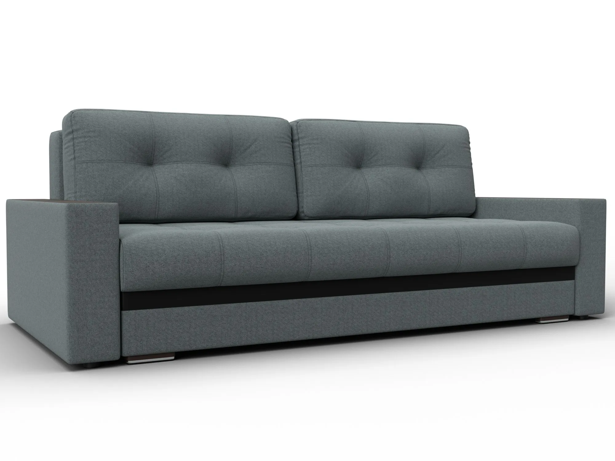 Диван прямой с декором Лига-096 НПБ ( Амур 07 серый;черный )