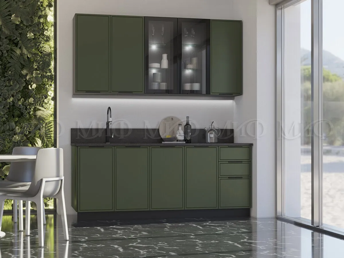 Кухня Николь 2,0/900 (холст темно-зеленый)