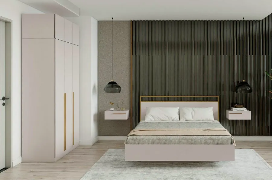 Модульная спальня Николь с навесной прикроватной тумбой  Модульная спальня Николь с навесной прикроватной тумбой