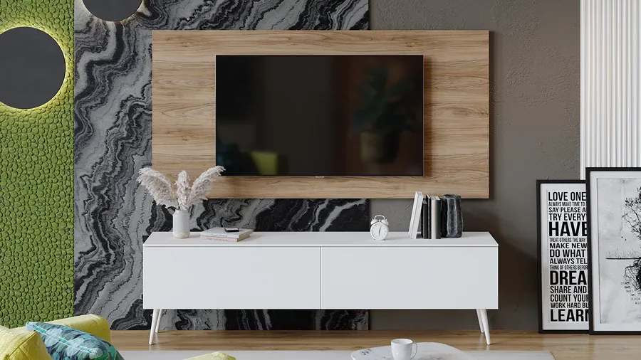 Гостиная Порто №2 - ГН-393.002 Яблоня Беллуно, Белый софт