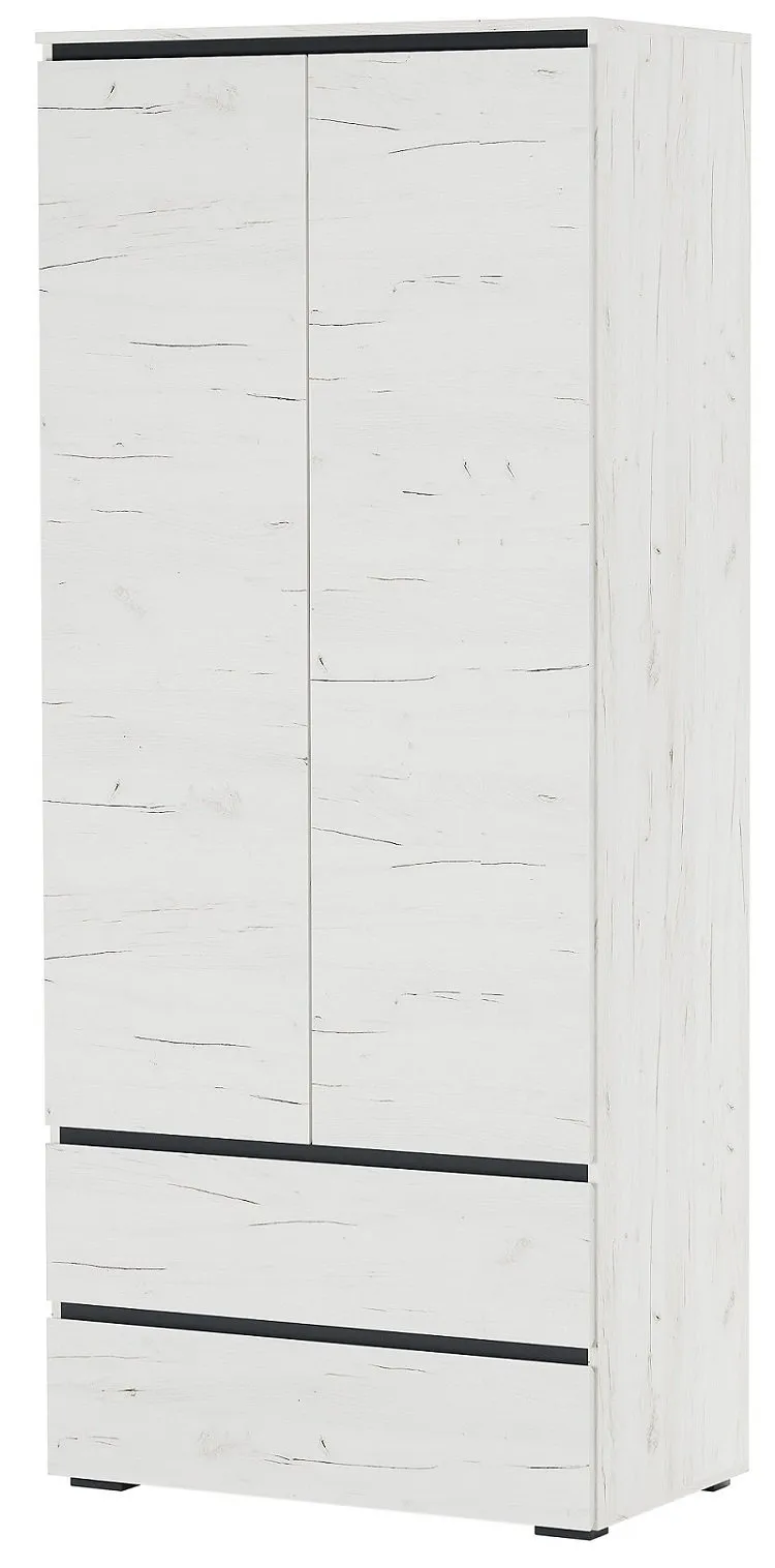 Шкаф ГРЕТТА 2С2Я с штангой Дуб Крафт белый-Антрацит  Шкаф ГРЕТТА 2С2Я с штангой Дуб Крафт белый-Антрацит