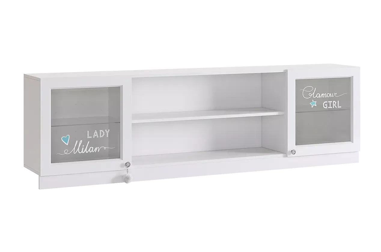 Секция навесная Гламур  белый/белый глянец