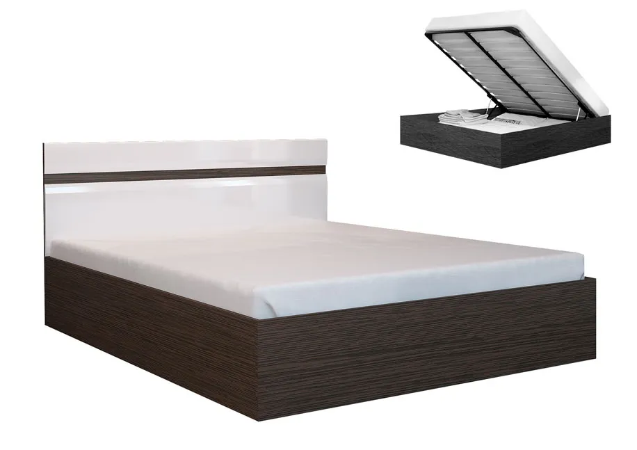 Кровать Ненси 1,6 с подъемным механизмом (венге/белый) Кровать Ненси 1,6 с подъемным механизмом (венге/белый)