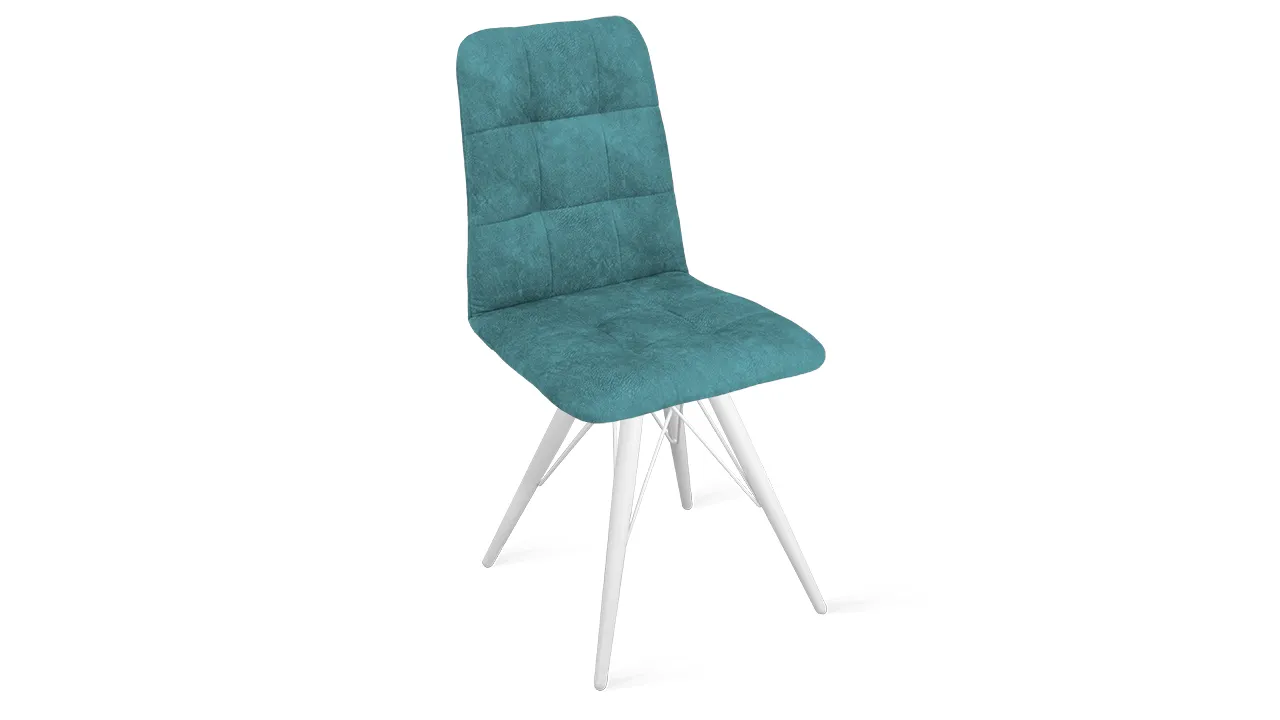 Стул Аспен К3 Белый матовый, Велюр Wellmart Indigo