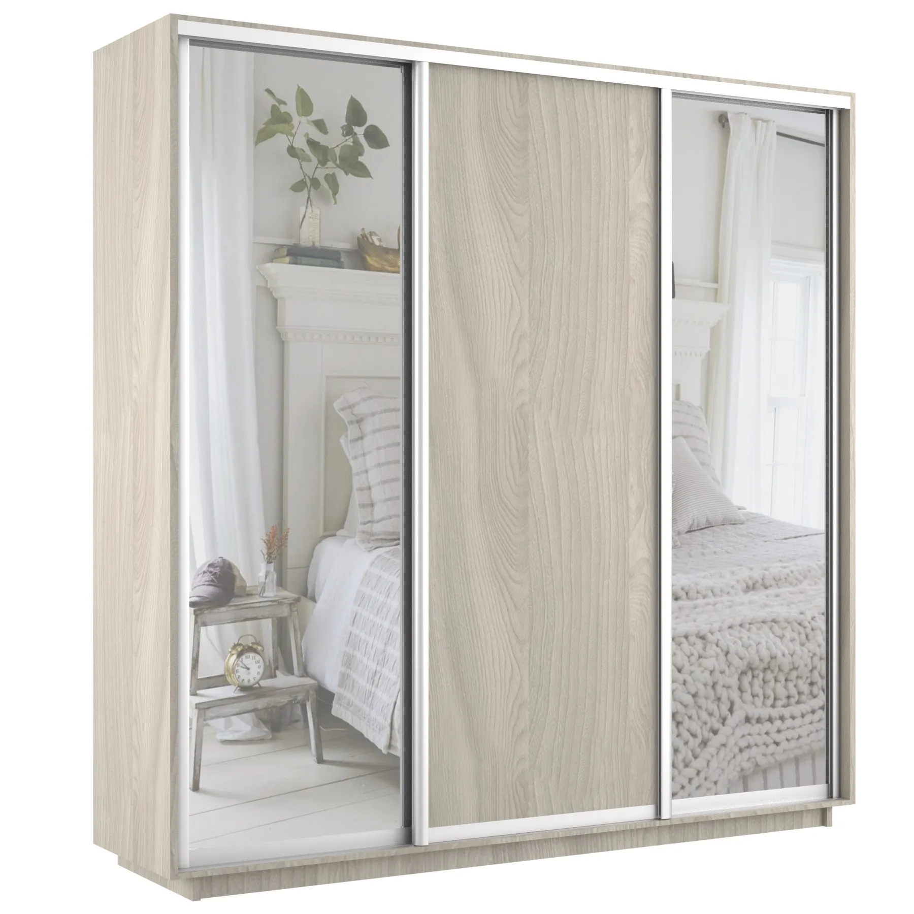 Шкаф-купе Экспресс трио (2 зеркала) 2100 Ясень