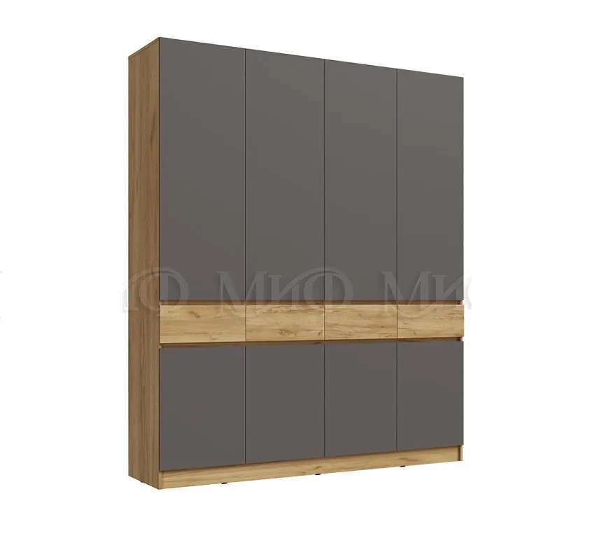 Шкаф Роджина 4-х створчатый (крафт золотой/графит) Шкаф Роджина 4-х створчатый (крафт золотой/графит)