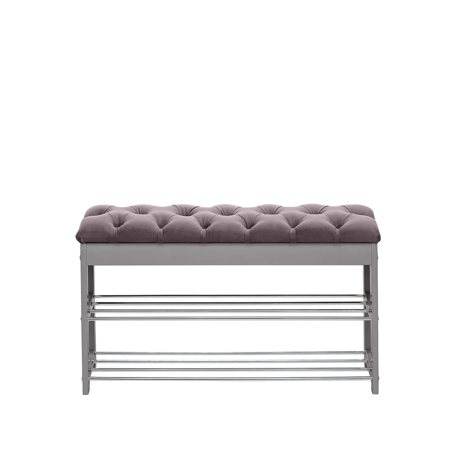 Банкетка Leset "Грейс" (Серый ясень/V19 коричнево-красный, каретная стяжка)