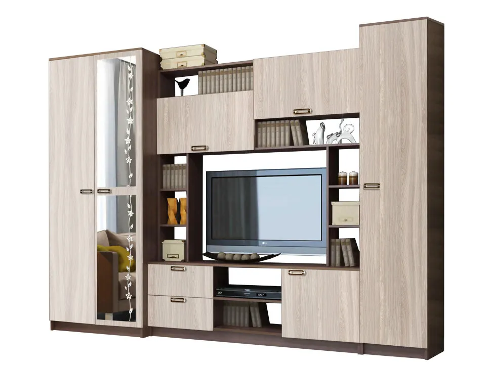 Гостиная Аллегро 6 Ясень Темный/Ясень Светлый