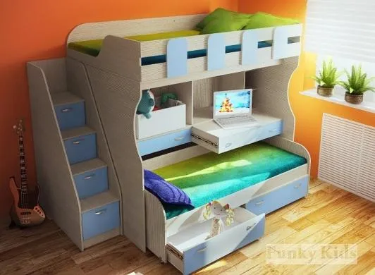 Кровать-чердак Фанки Кидз-19 + комод-лестница 13/8СВ