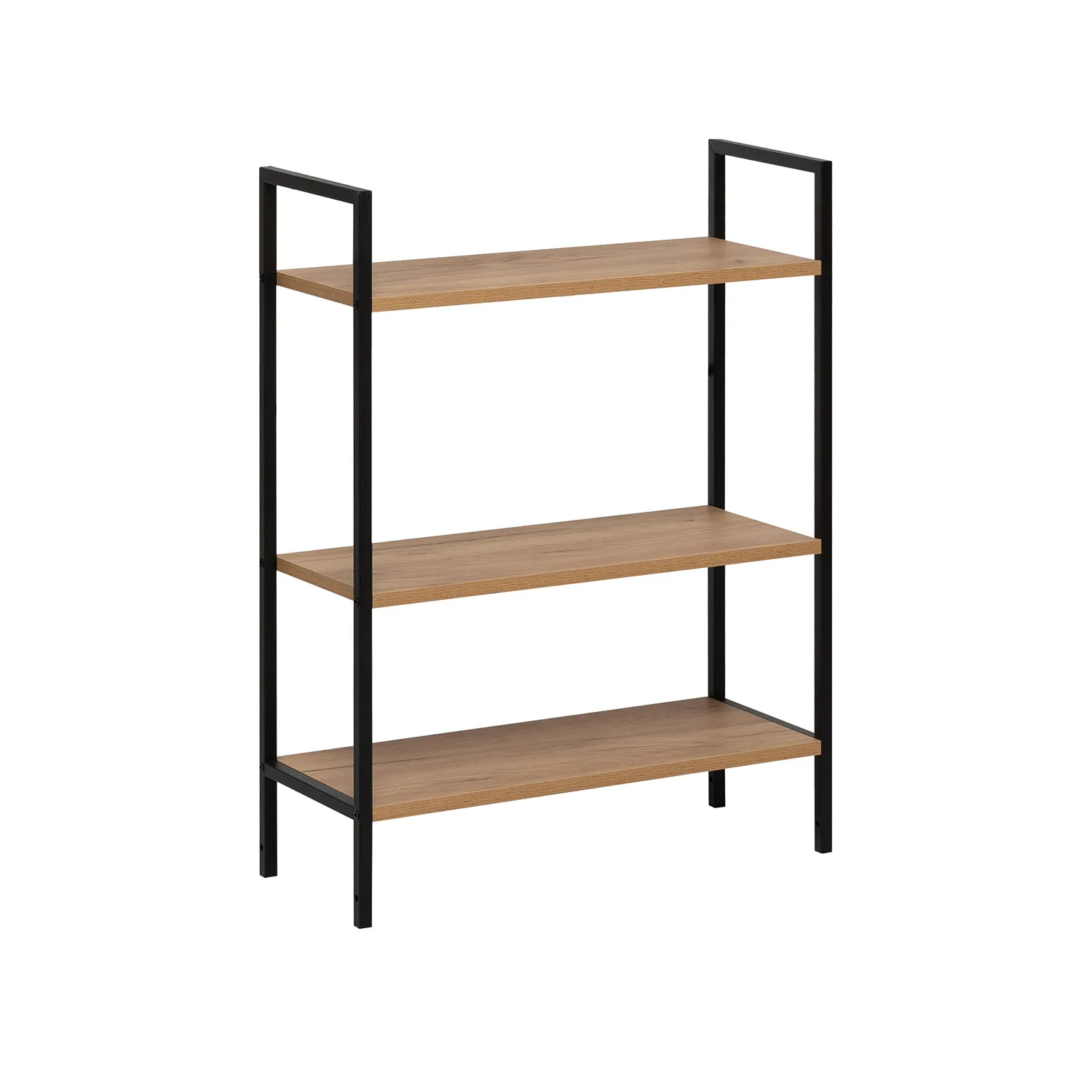 Стеллаж Leset Стилвуд 23 широкий, 3 полки (Чёрный/Дуб крафт золотой)