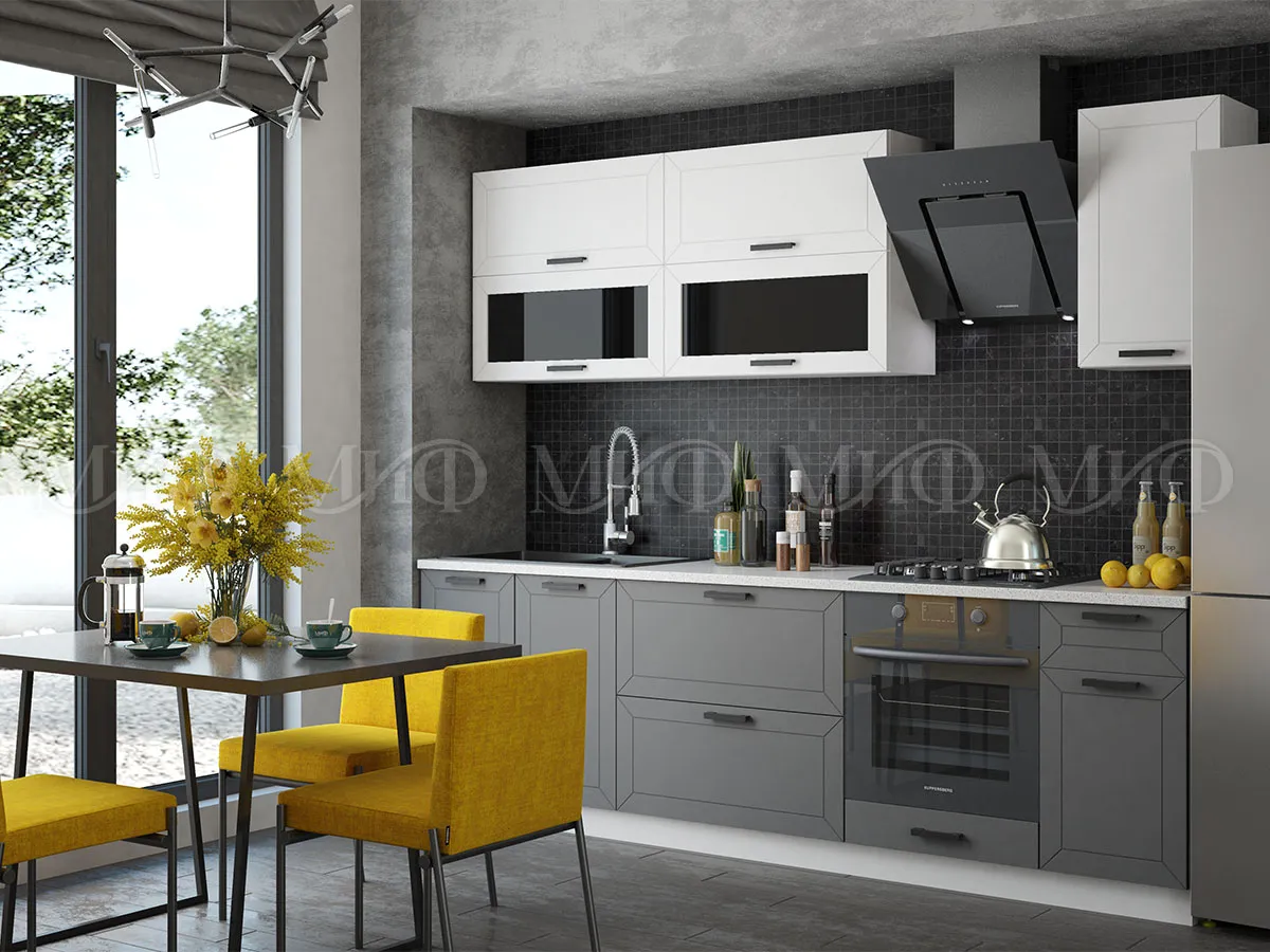 Кухня Монако (2,6) Белый софт/Графит софт