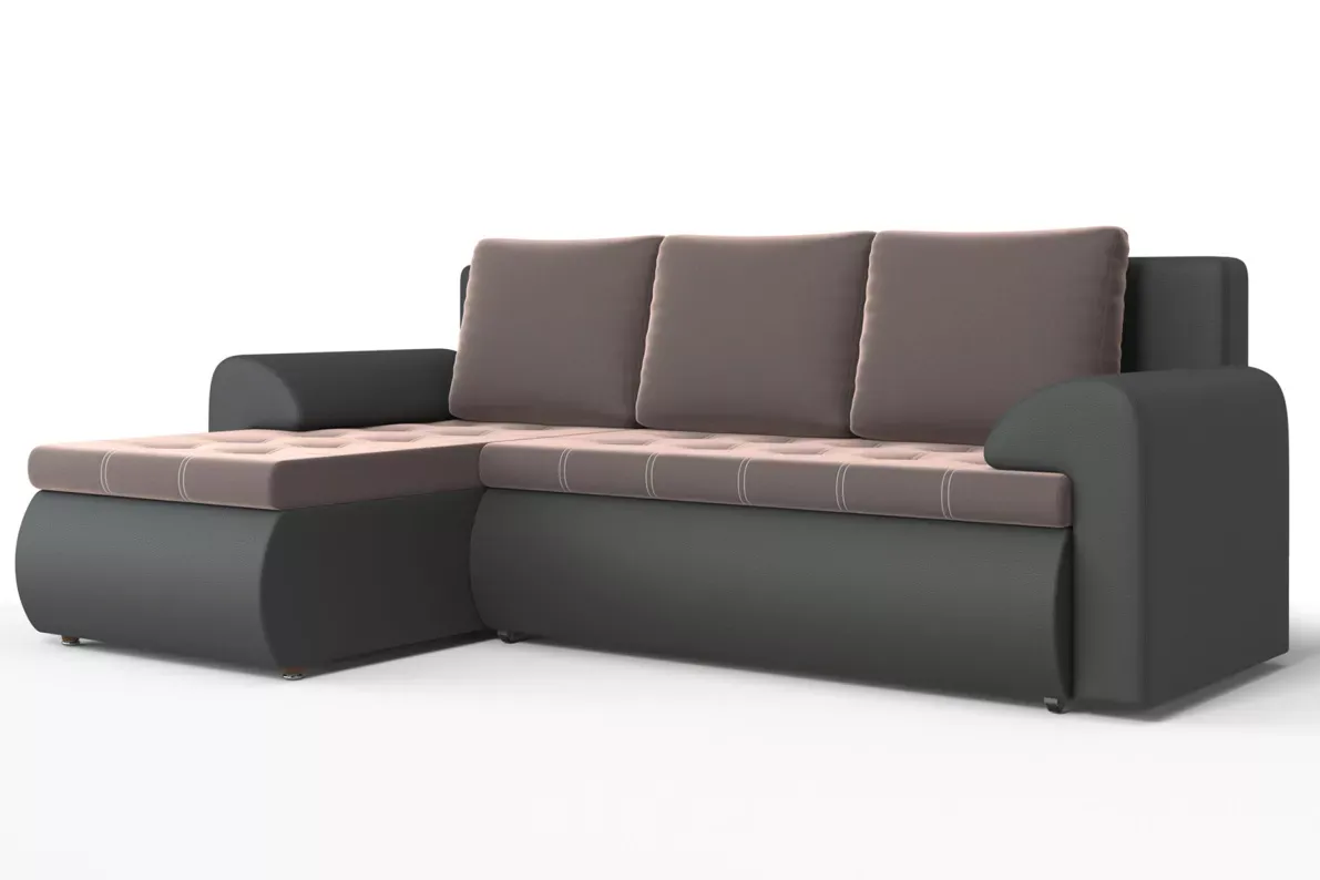 Угловой диван Ванкувер (левый)  Коричневый, Черный