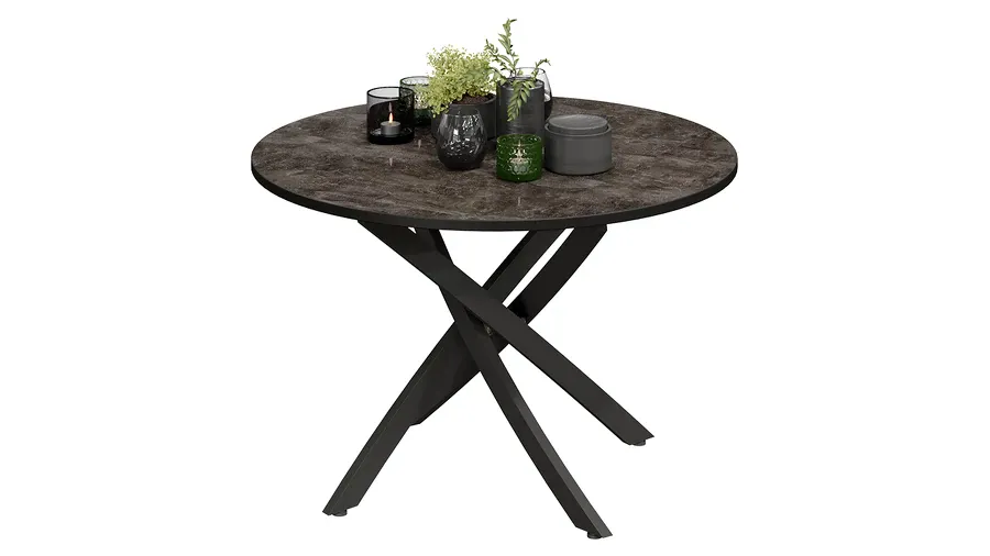 Стол обеденный Diamond Тип 2 - КМ+02.68.000.167 Черный муар, Ателье темный глянец