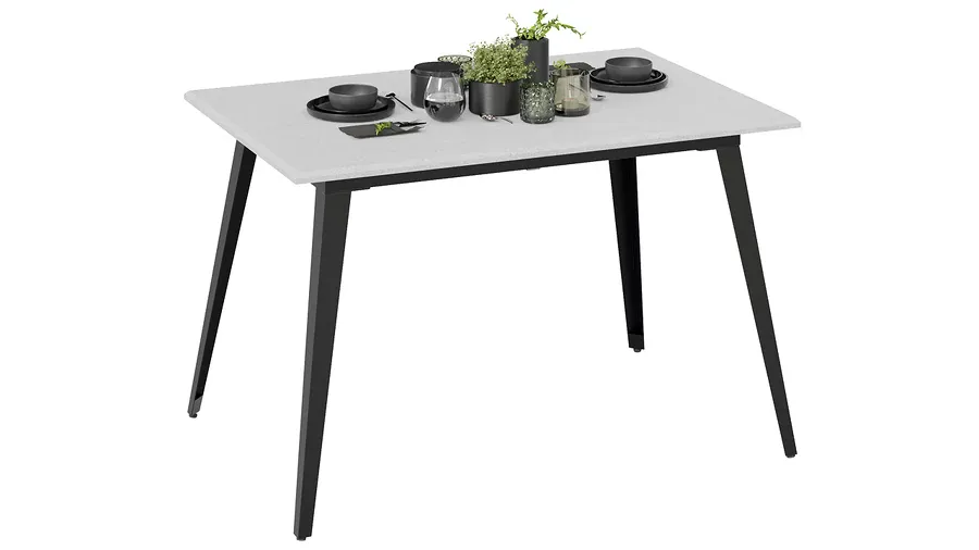 Стол обеденный Равенна Тип 1 Черный муар, Белый бетон