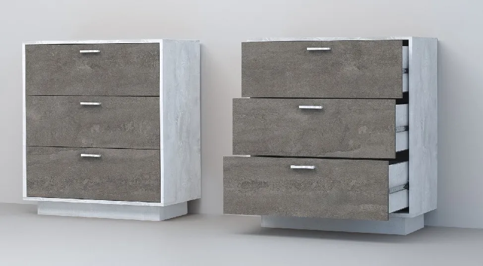 Комод К-3  ПД Эго Бетон Светлый/Камень Темный