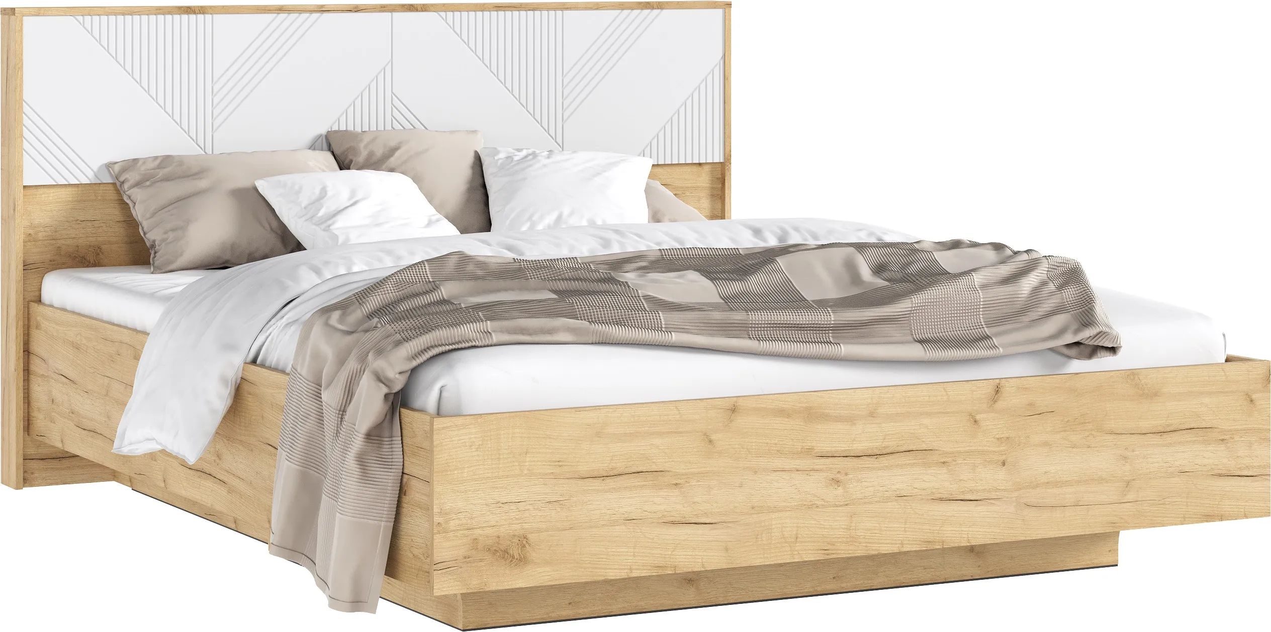 Ирис Кровать парящая 1,6м (ортопед дерево) (Браш Вайт/Дуб Крафт, Дуб Крафт) Ирис Кровать парящая 1,6м (ортопед дерево) (Браш Вайт/Дуб Крафт, Дуб Крафт)