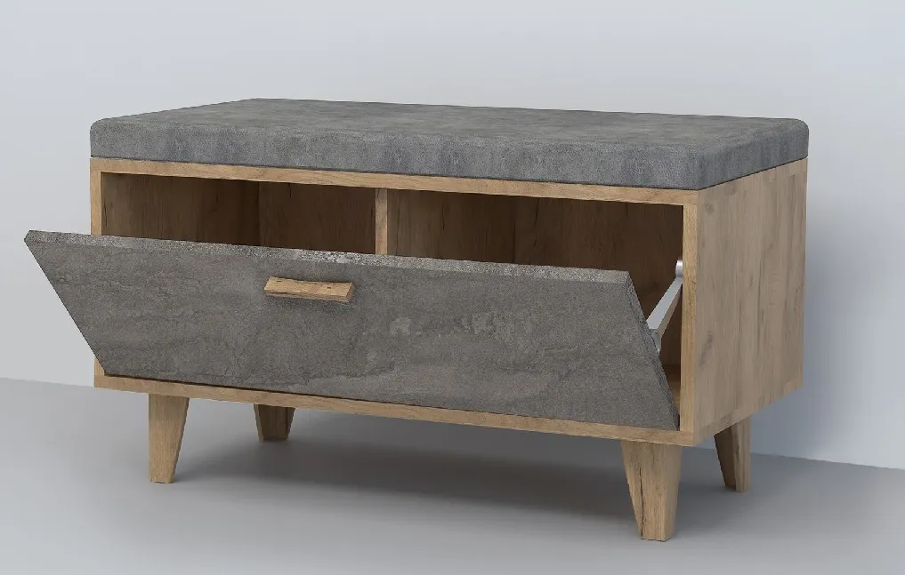 Обувница Об-1 Эго на ножках  Дуб Крафт/Камень Темный Обувница Об-1 Эго на ножках  Дуб Крафт/Камень Темный