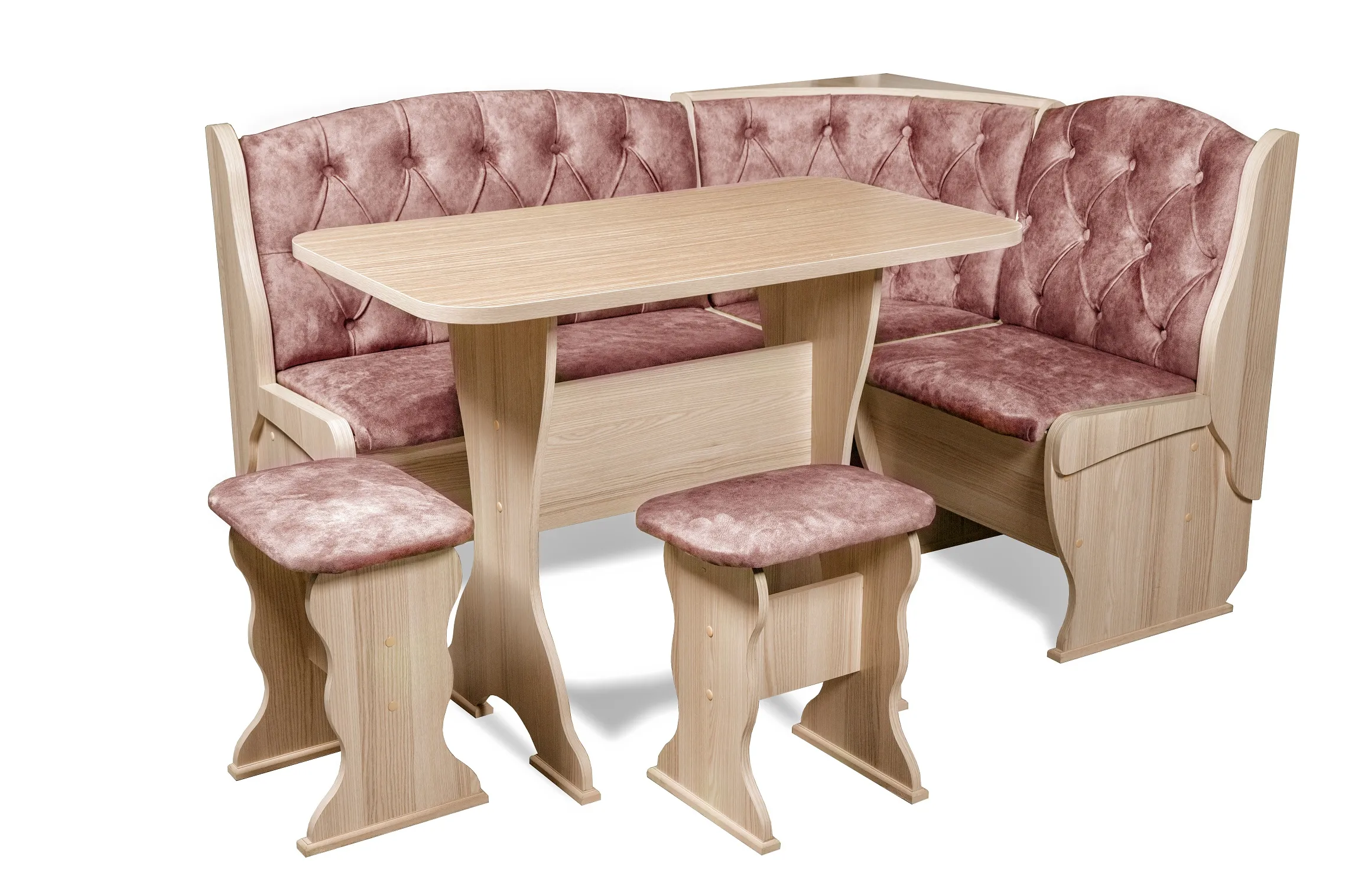 Кухонный уголок Орхидея Люкс (ясень/велюр Коралл)