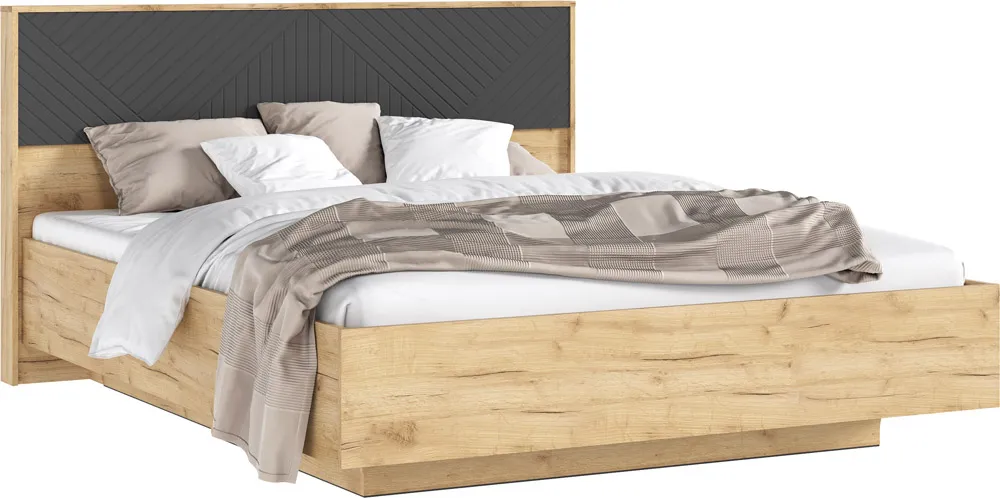 Флэш Кровать парящая 1,6м (ортопед дерево) (Браш Графит/Дуб Крафт, Дуб Крафт)