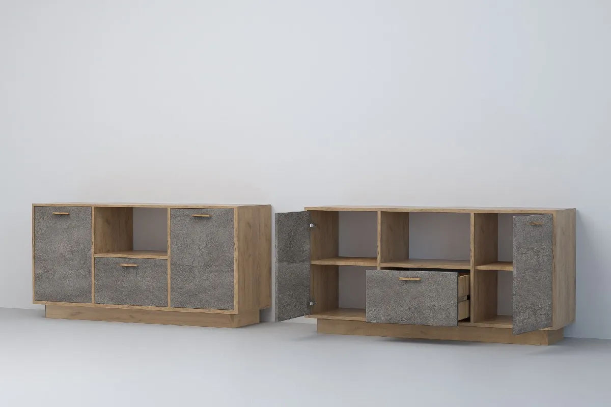 Тумба Т-2 ПД Эго Дуб Крафт Золотой/Камень Темный