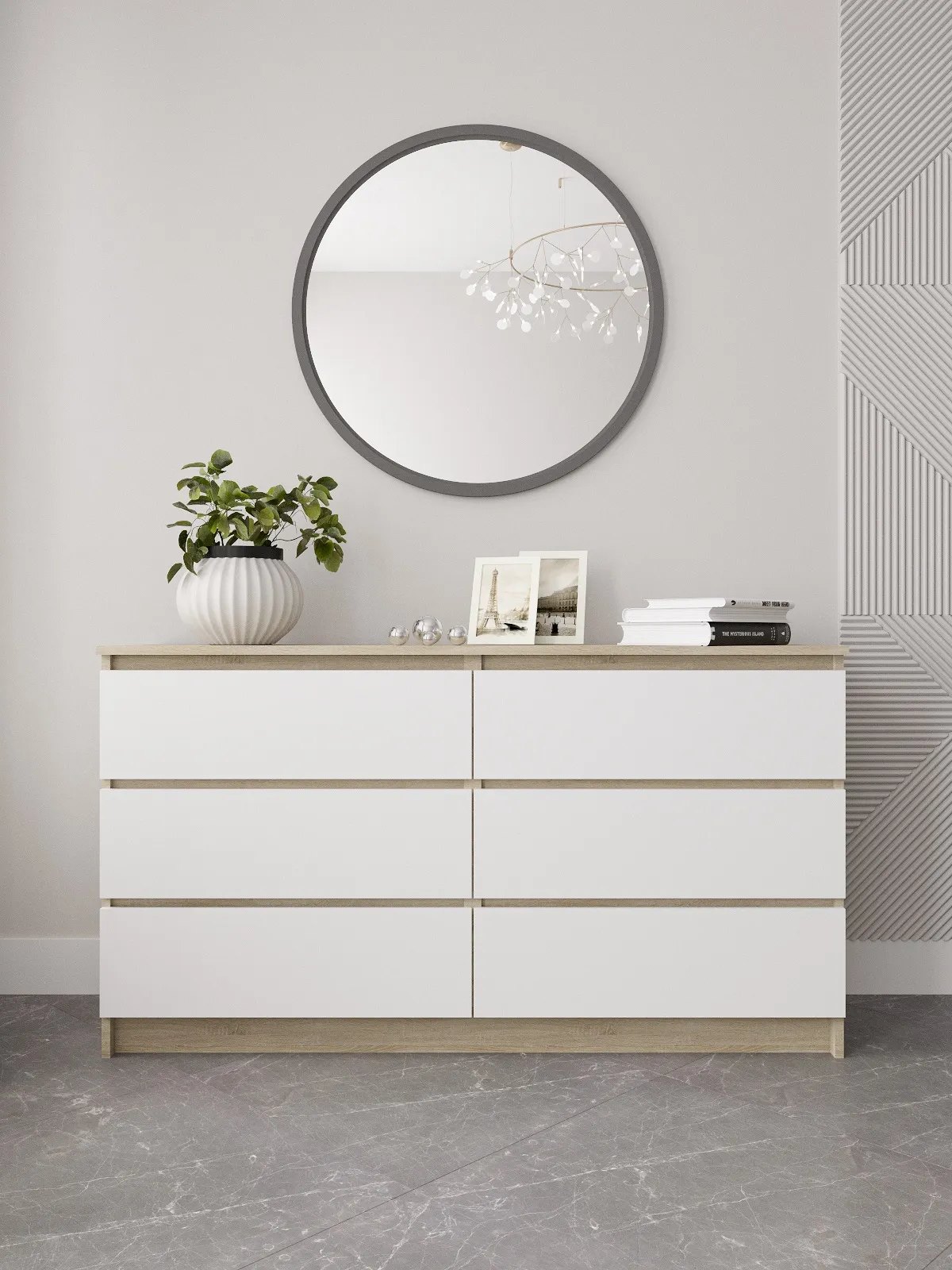 Комод Мори 1380.6 сонома/белый