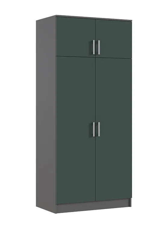 Шкаф 2-х створчатый штанга + полка (графит/изумрудный)