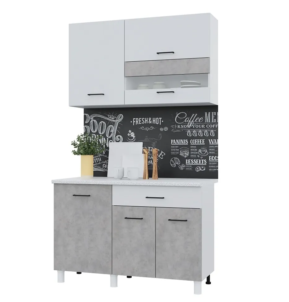 Кухня ТРЕНД 1,2 ЛДСП Белый-бетон