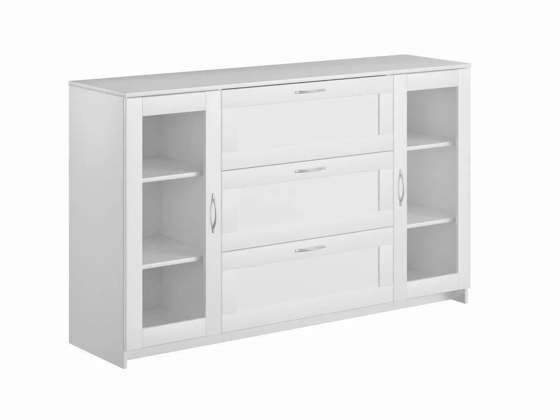 Тумба Сириус 2 двери со стеклом и 3 ящика 156*95 Белый