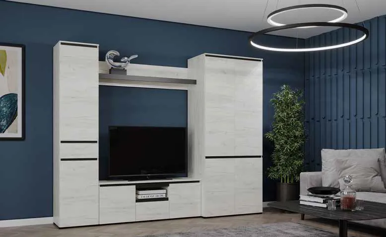 Гостиная  ГРЕТТА  Дуб Крафт белый - Антрацит №9