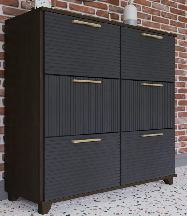 Обувница Копенгаген 6 ящиков (венге/черный матовый)