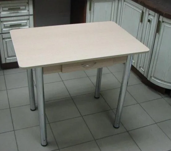 Стол прямоугольный с ящиком 900*600 (дуб сонома), ножки хром