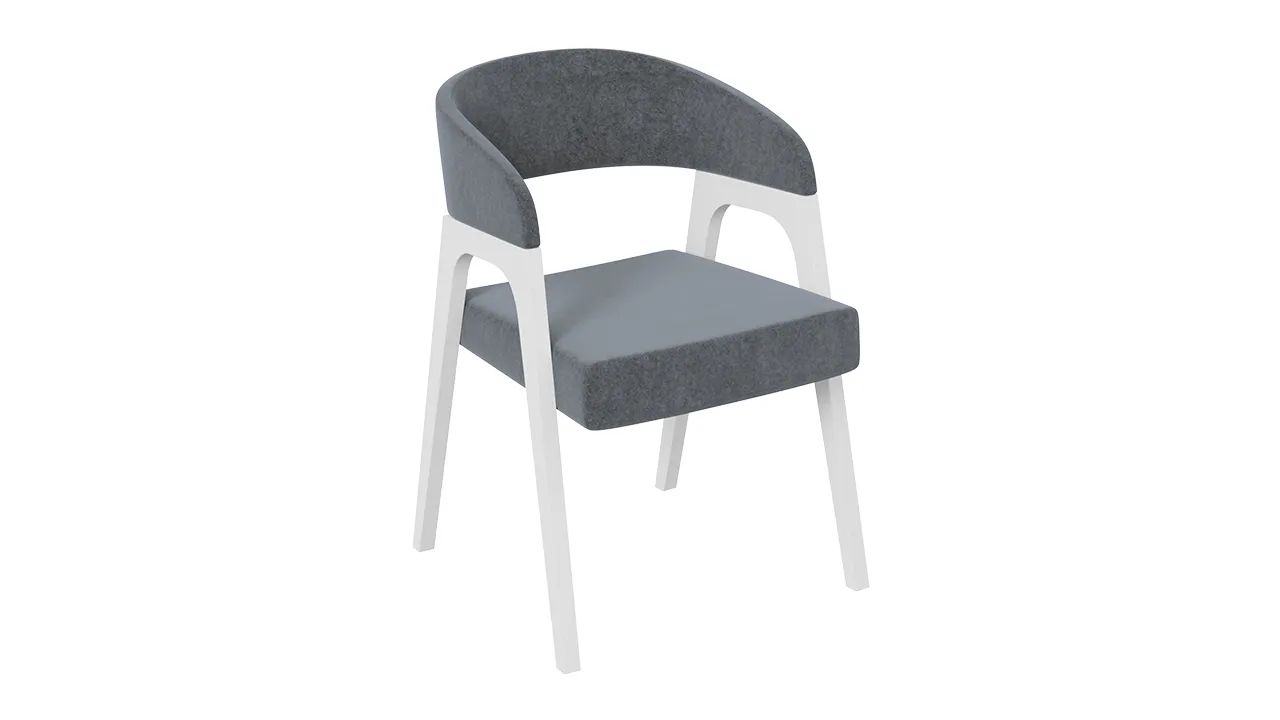 Кресло Техас 1 - W-101 Белый матовый, тк. №219 Велюр Jercy graphite Кресло Техас 1 - W-101 Белый матовый, тк. №219 Велюр Jercy graphite