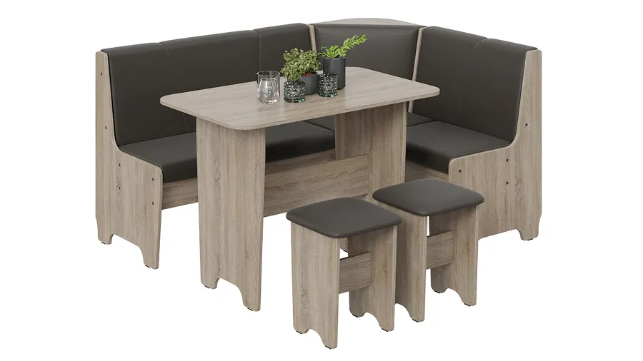 Кухонный уголок Техас Исп.1 Дуб Сонома трюфель, Экокожа коричневая