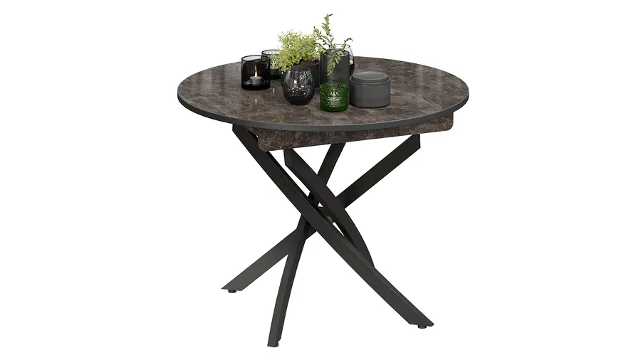 Стол обеденный Diamond Тип 3 - КМ+02.68.000.168 Черный муар, Ателье темный глянец Стол обеденный Diamond Тип 3 - КМ+02.68.000.168 Черный муар, Ателье темный глянец