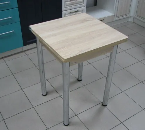 Стол Ломберный поворотно-раскладной 580*580 (сонома), ножки хром