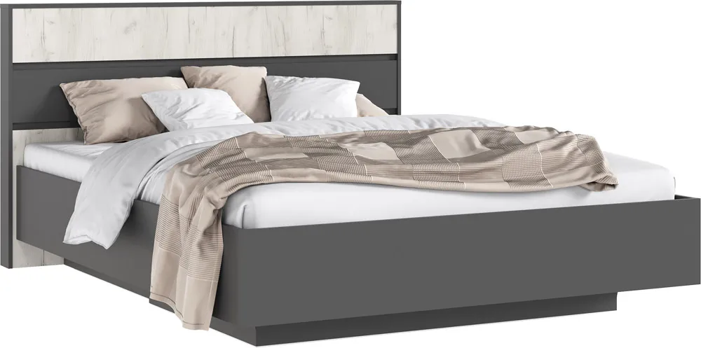 Роджина Кровать парящая 1,6м (ортопед металл) (Дуб Крафт Белый/Графит, Графит)