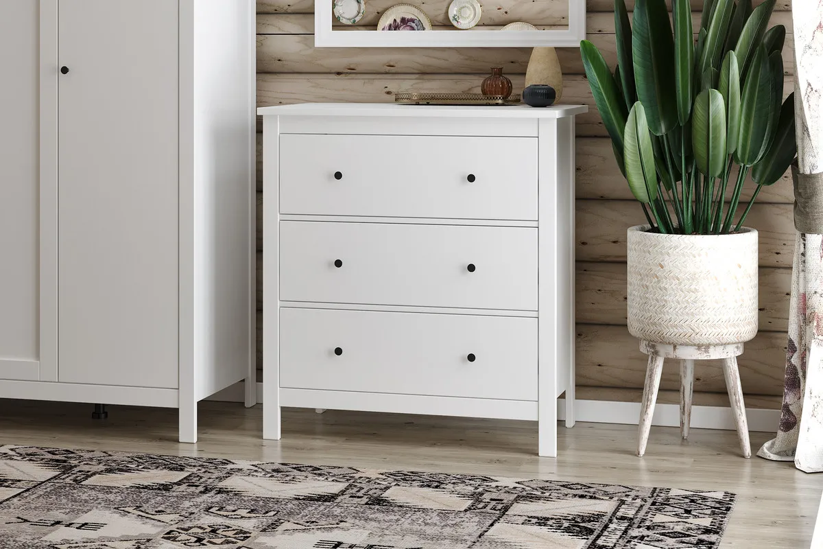 2.08.02.020.1 САГА комод 3 ящика белый