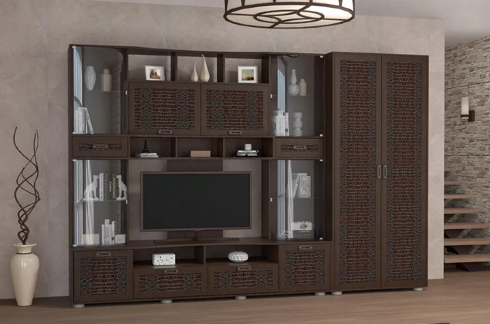 Гостиная Аллегро 4 со шкафом Крокодил Темный