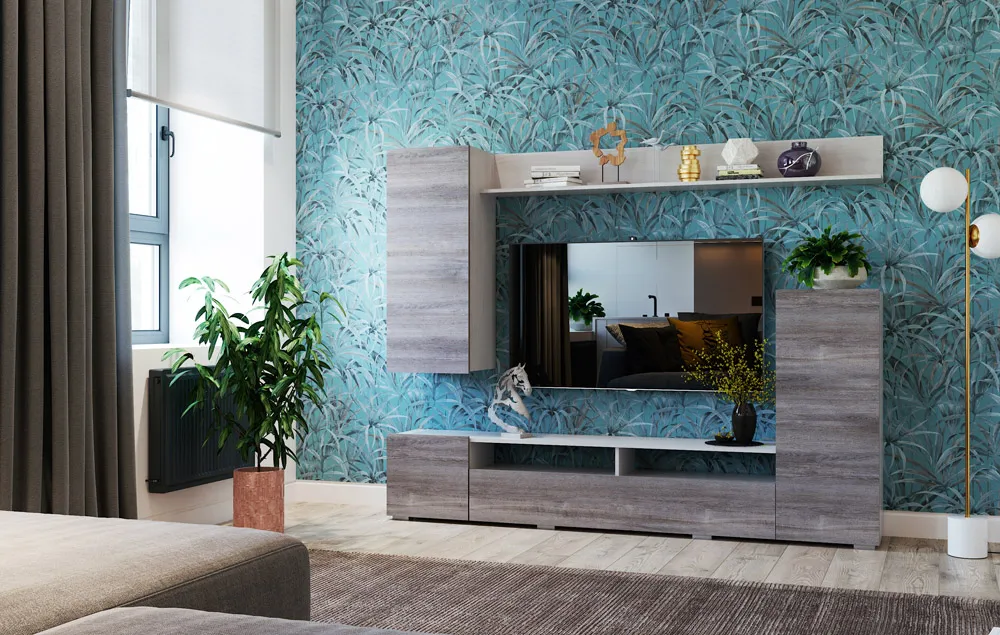 Гостиная МИЯ Ясень Анкор Светлый - Дуб Клабхаус серый