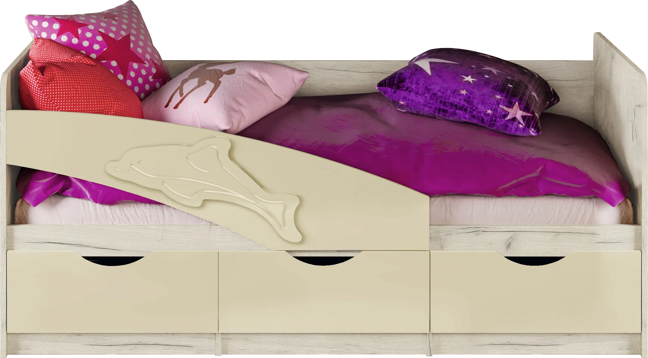 Кровать Дельфин 1,6 МДФ ваниль