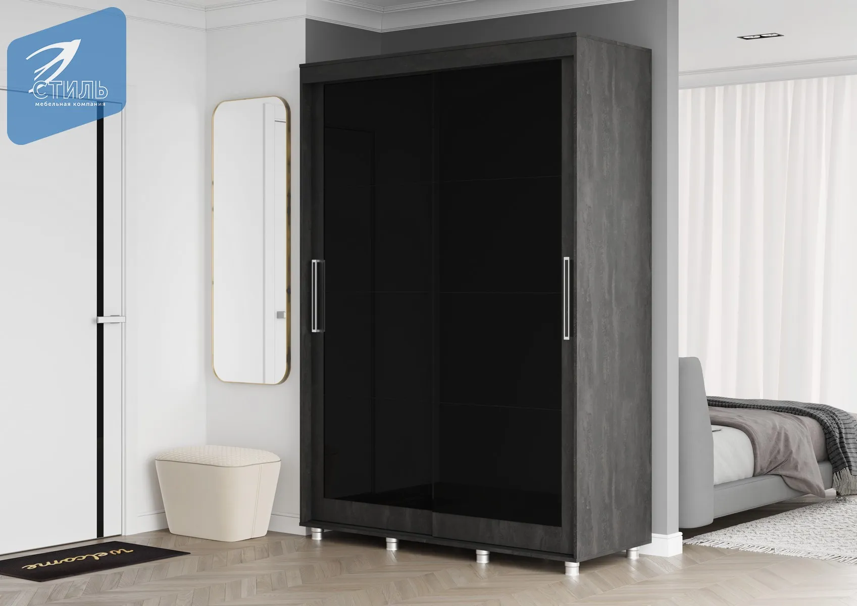 Шкаф-купе Комфорт-12 Прайм 1,5 Black Edition