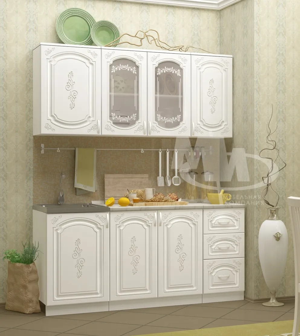 Кухня Лиза-2 МДФ 1,7 белый глянец