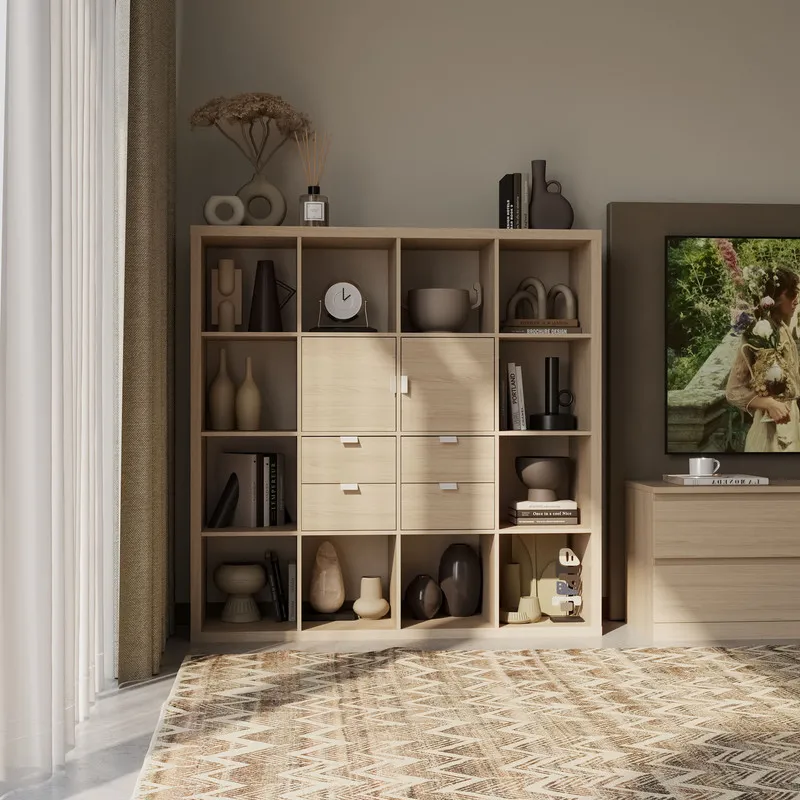 S00685 Фора 16 стеллаж 146x146х38, дуб беленый