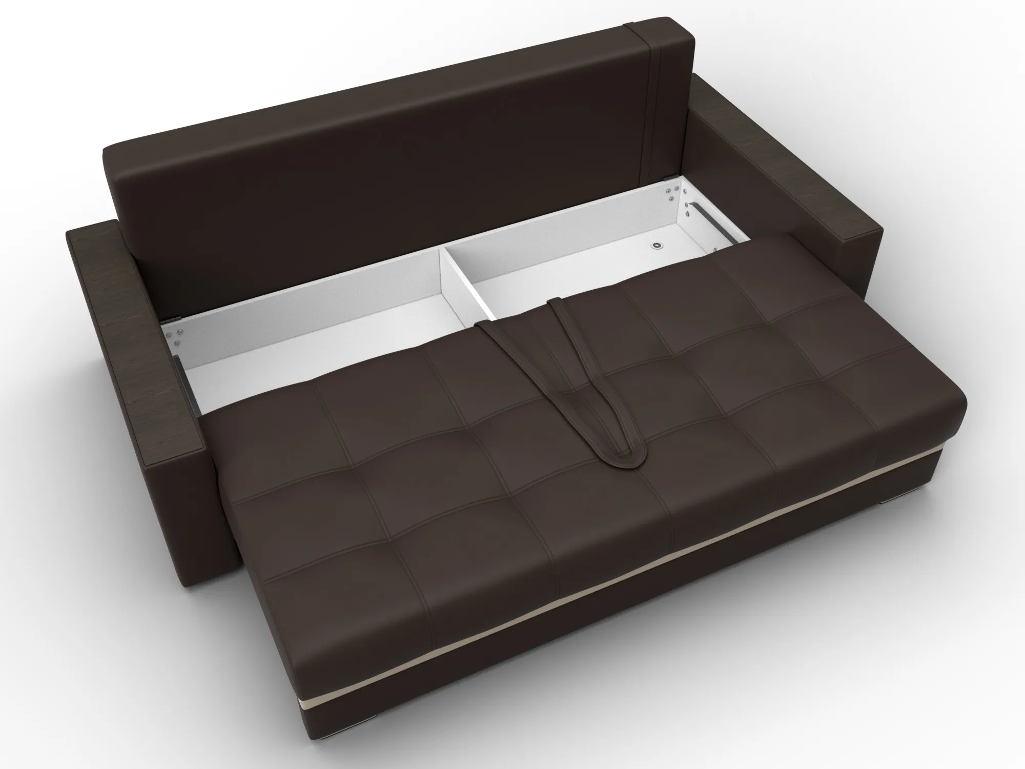 Диван прямой с декором Лига-096 НПБ ( Коричневый;Бежевый )