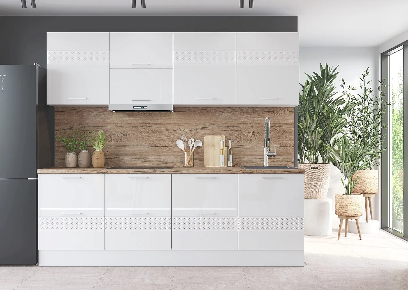 Кухня Люкс 2,4 белый гглянец