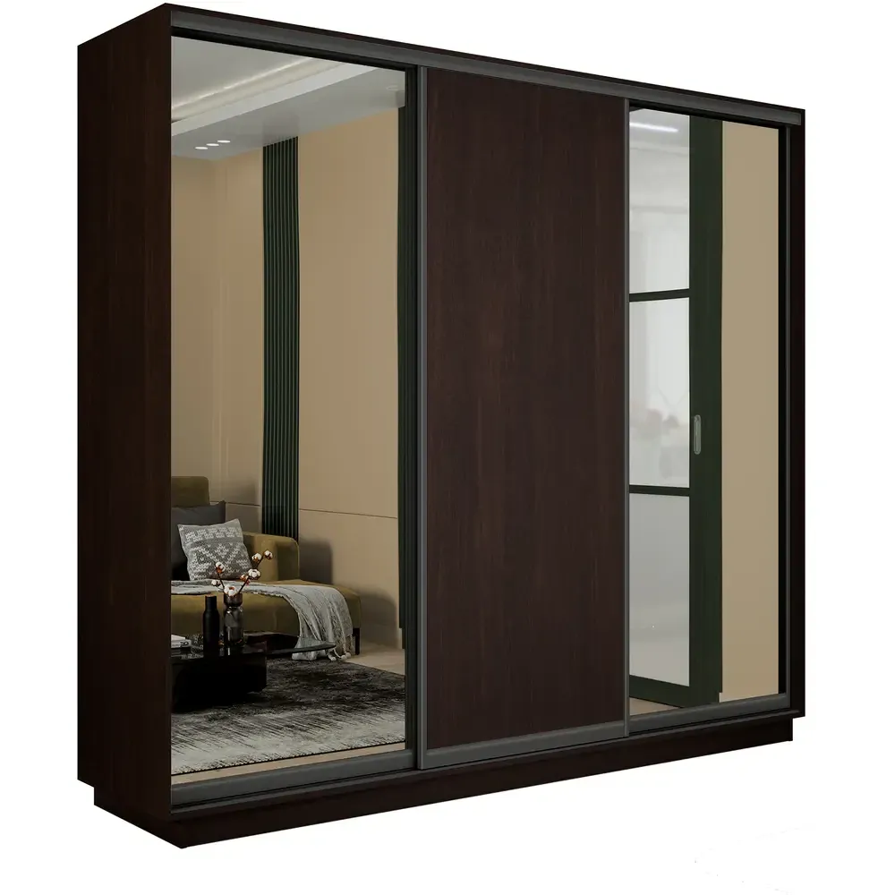 Шкаф-купе Экспресс трио 2 зеркала 1800 (Венге)